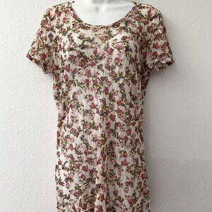 BKE FLORAL ROSE Y2K SHEER TOP
